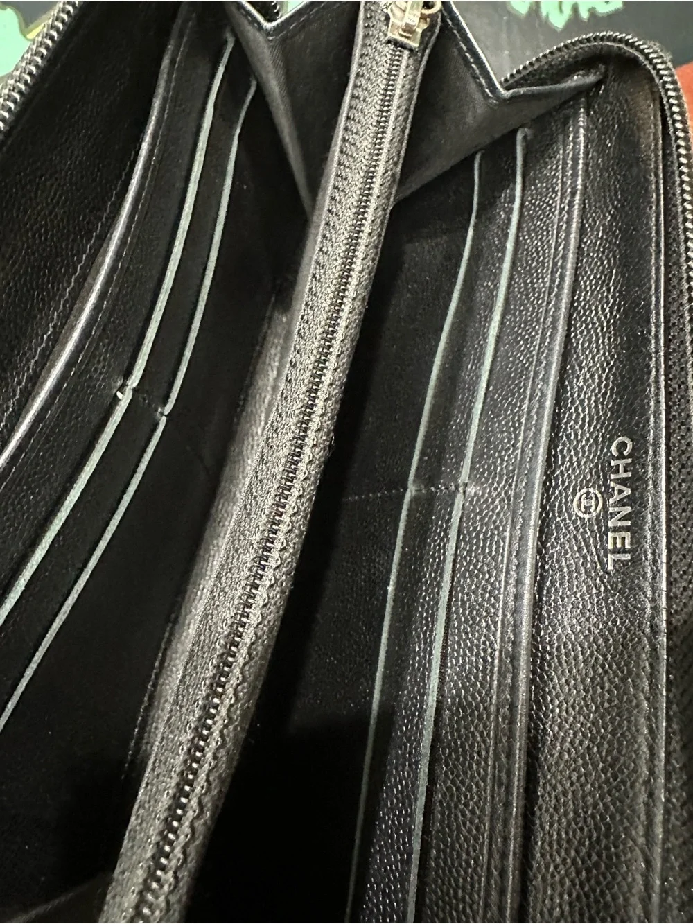 Chanel Black Caviar Leather CC Zip Around Long Wallet 16 Series Box